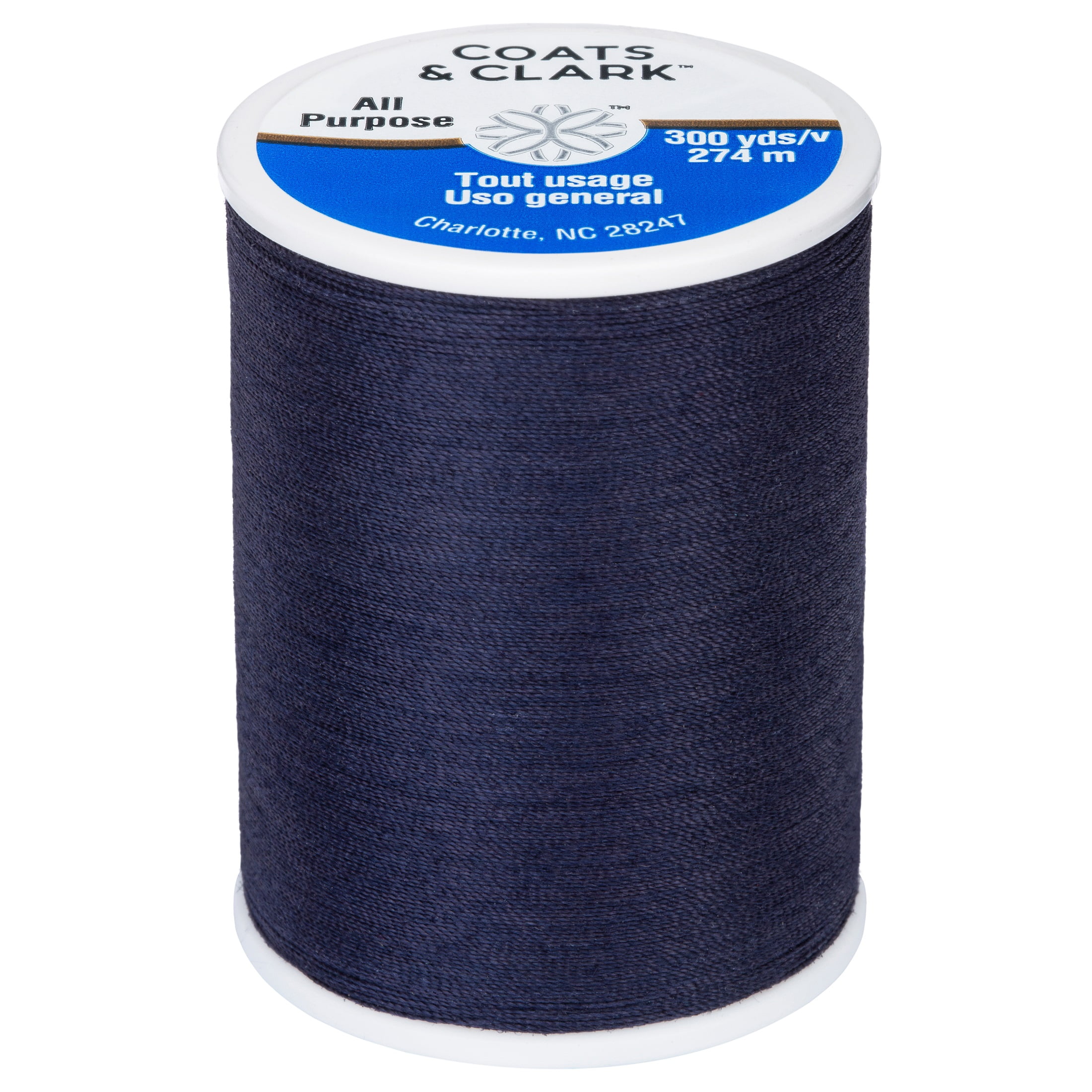 Coats & Clark All Purpose Navy Polyester Thread, 300 Yards