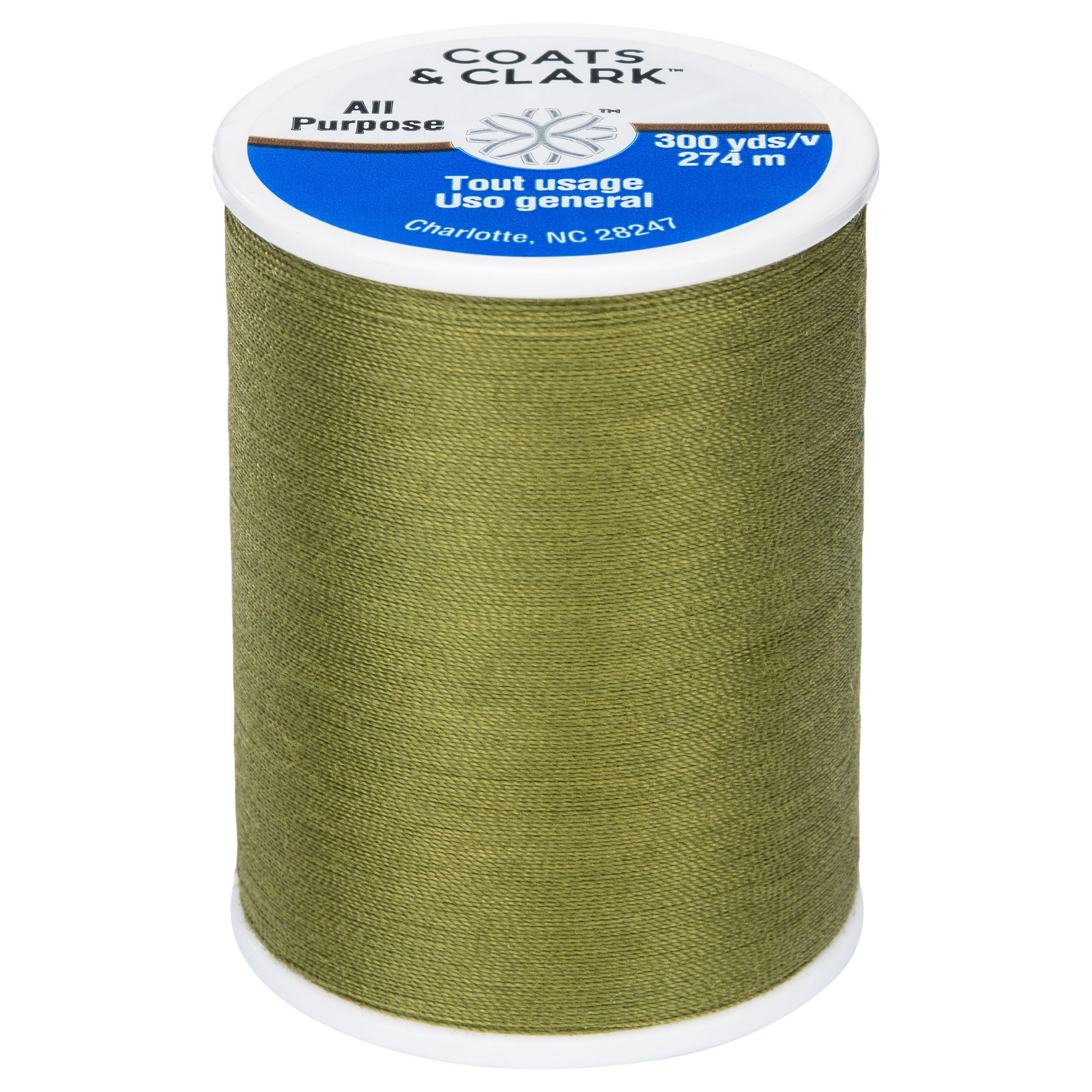 Coats & Clark All Purpose Olive Polyester Thread, 300 Yards