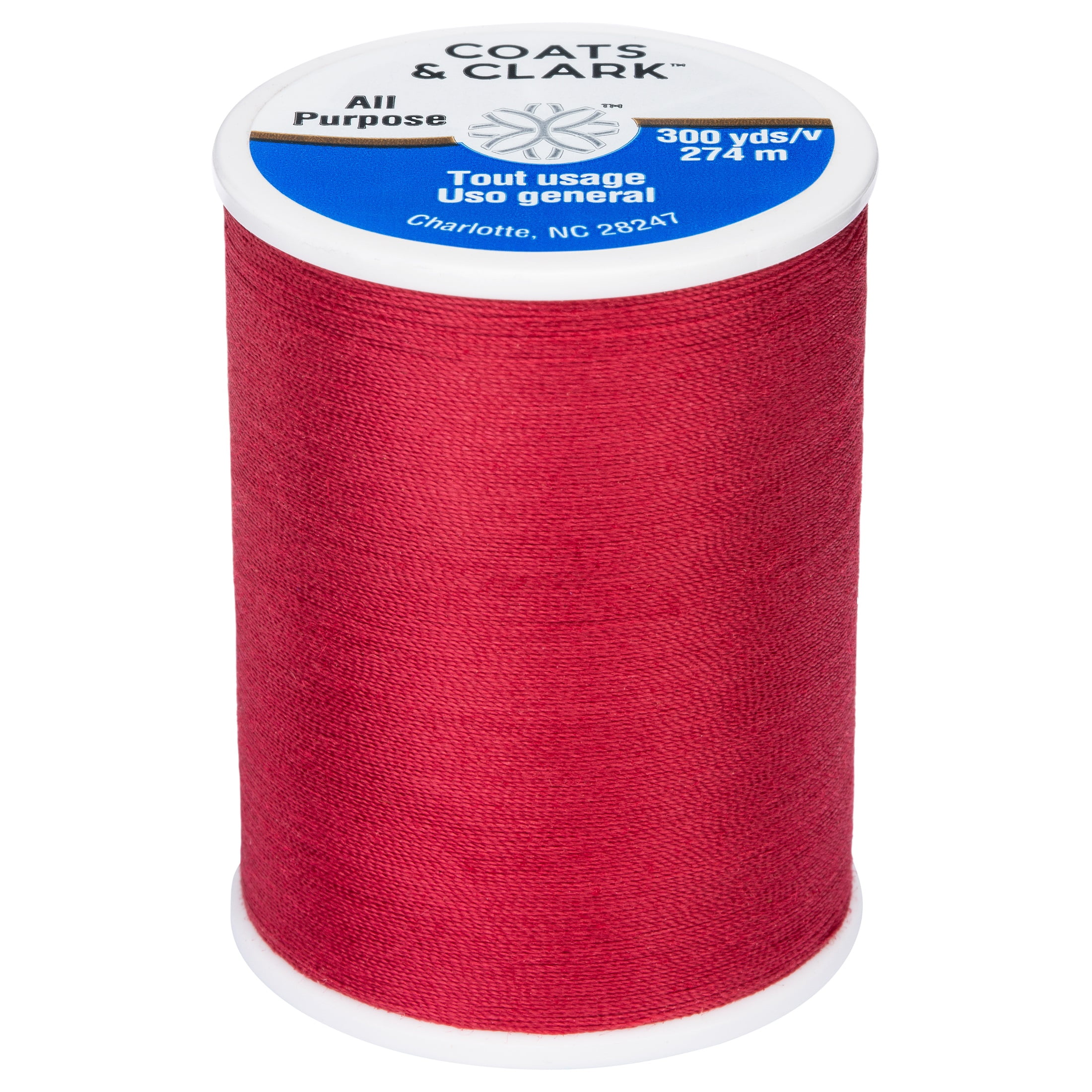 Coats & Clark All Purpose Scarlet Polyester Thread, 300 Yards