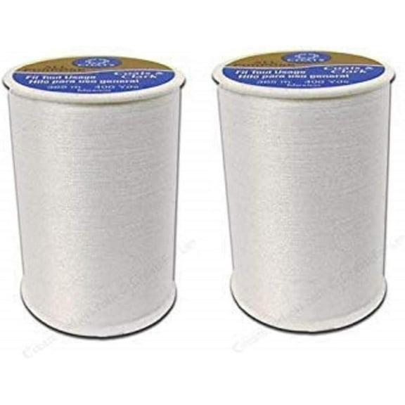 Coats & Clark All Purpose Thread 400 Yards White (One Spool of Yarn) (2 Pack)