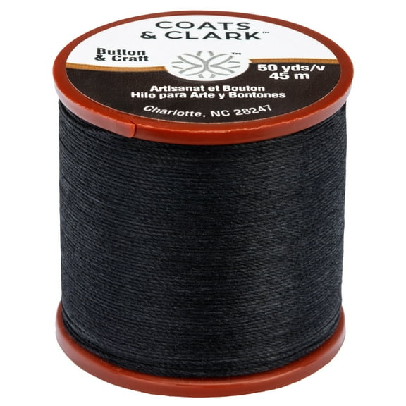 Coats & Clark Button & Craft Black Cotton/ Polyester Thread, 50 Yards