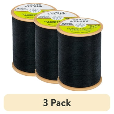 (3 pack) Coats & Clark Black Polyester Sewing Thread, 300 Yards