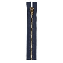 Coats & Clark Brass Jeans Sewing Zipper, 1 Each, 6" , Navy
