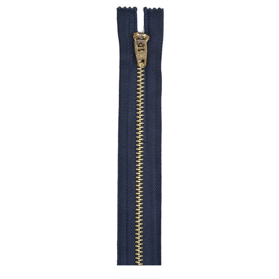 Coats & Clark Brass Jeans Sewing Zipper, 1 Each, 6" , Navy