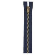 Coats & Clark Brass Jeans Sewing Zipper, 1 Each, 7" , Navy