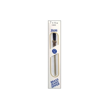 Coats & Clark Brass Jeans Sewing Zipper, 1 Each, 7" , White