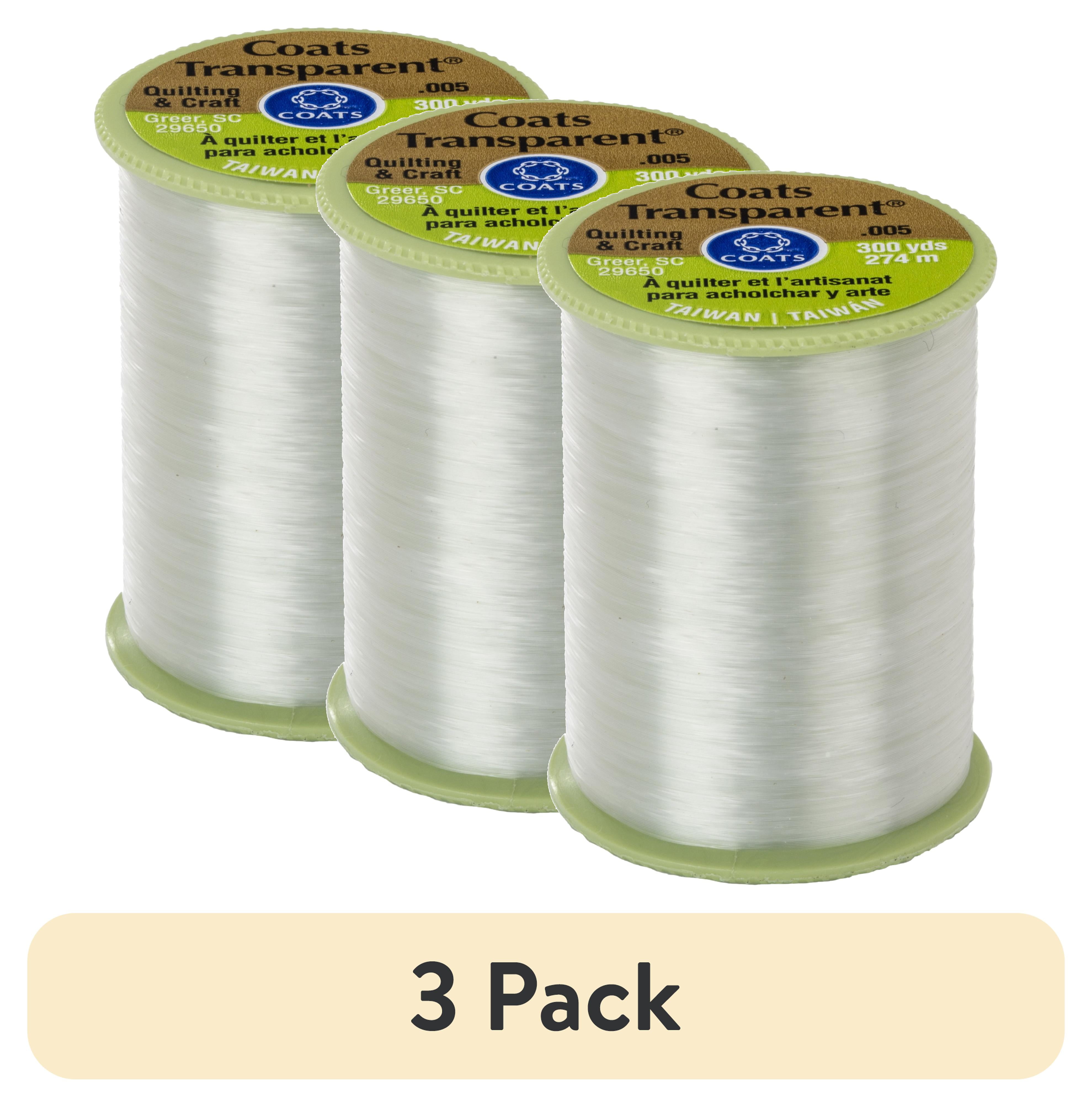 (3 pack) Coats & Clark Clear Nylon Sewing Thread, 300 Yards