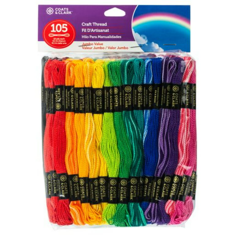 Coats & Clark Craft Thread Jumbo Pack 105/Pkg-Rainbow