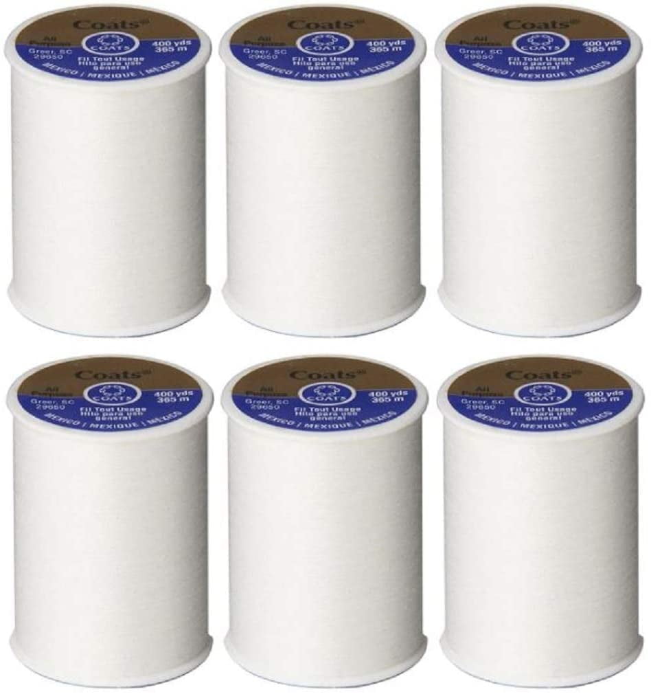 Coats & Clark Dual Duty All Purpose Thread 400 Yards Per Spool White (6