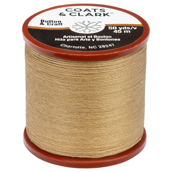 Coats & Clark Dual Duty Plus Button & Craft Thread, 50 yards/45 meters, Camel.
