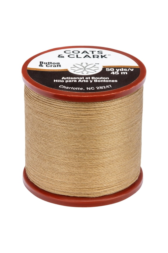 Dual Duty Plus Button & Craft Thread, 50 yards/45 meters, Camel.