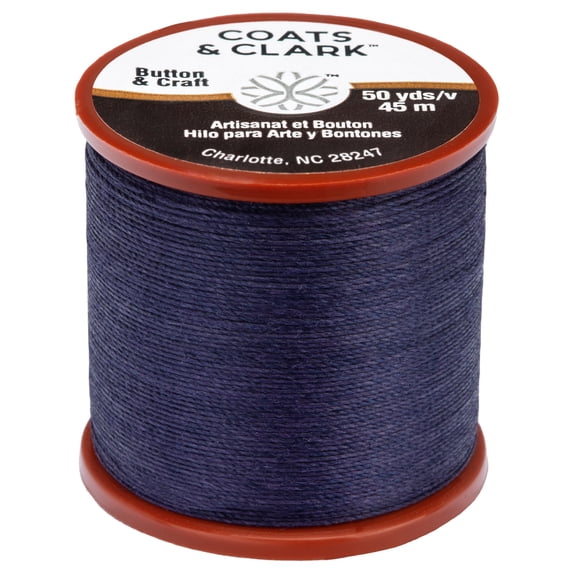 Coats & Clark Dual Duty Plus Button & Craft Thread, 50 yards/45 meters, Navy.