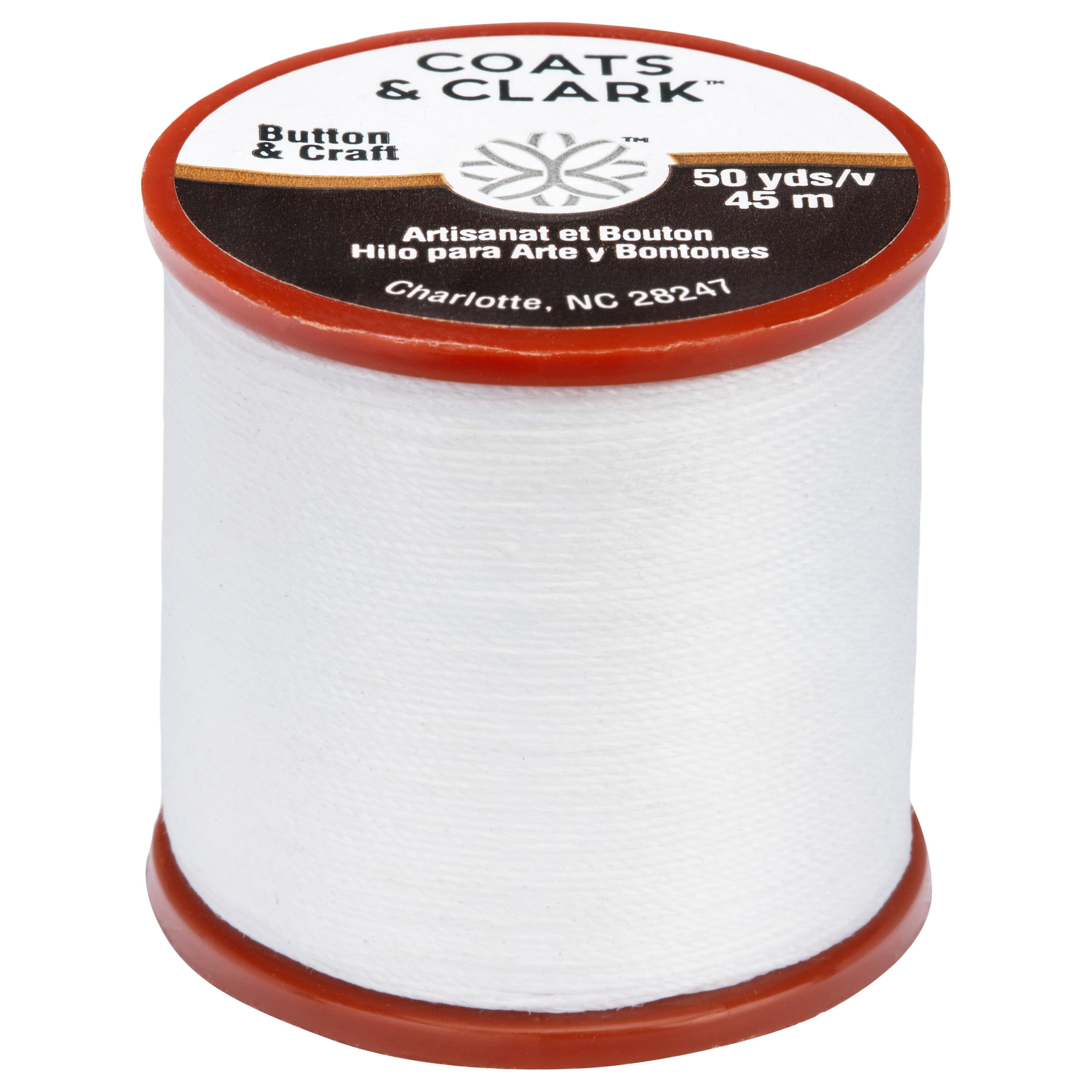 Coats & Clark Dual Duty Plus Button & Craft Thread, 50 yards/45 meters,  White. 