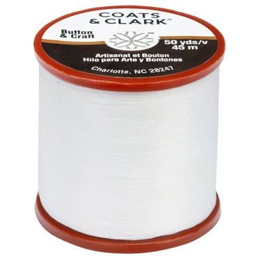 Coats & Clark Dual Duty Plus Button & Craft Thread, 50 yards/45 meters, White.