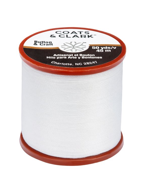 Dual Duty Plus Button & Craft Thread, 50 yards/45 meters, White.