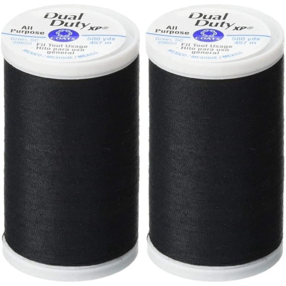 Coats & Clark Dual Duty XP General Purpose Thread, 500 Yards, Black (2 Pack)
