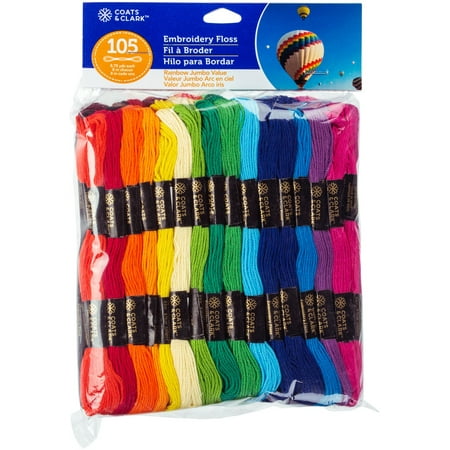 Coats & Clark Embroidery Floss Pack, 105 Skeins, 8.75 Yards Each, Rainbow Color