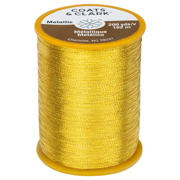 Coats & Clark Metallic Bright Gold Embroidery Thread, 200 Yards
