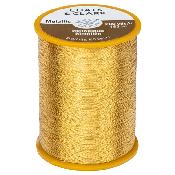 Coats & Clark Metallic Gold Polyester Sewing Thread, 200 Yards