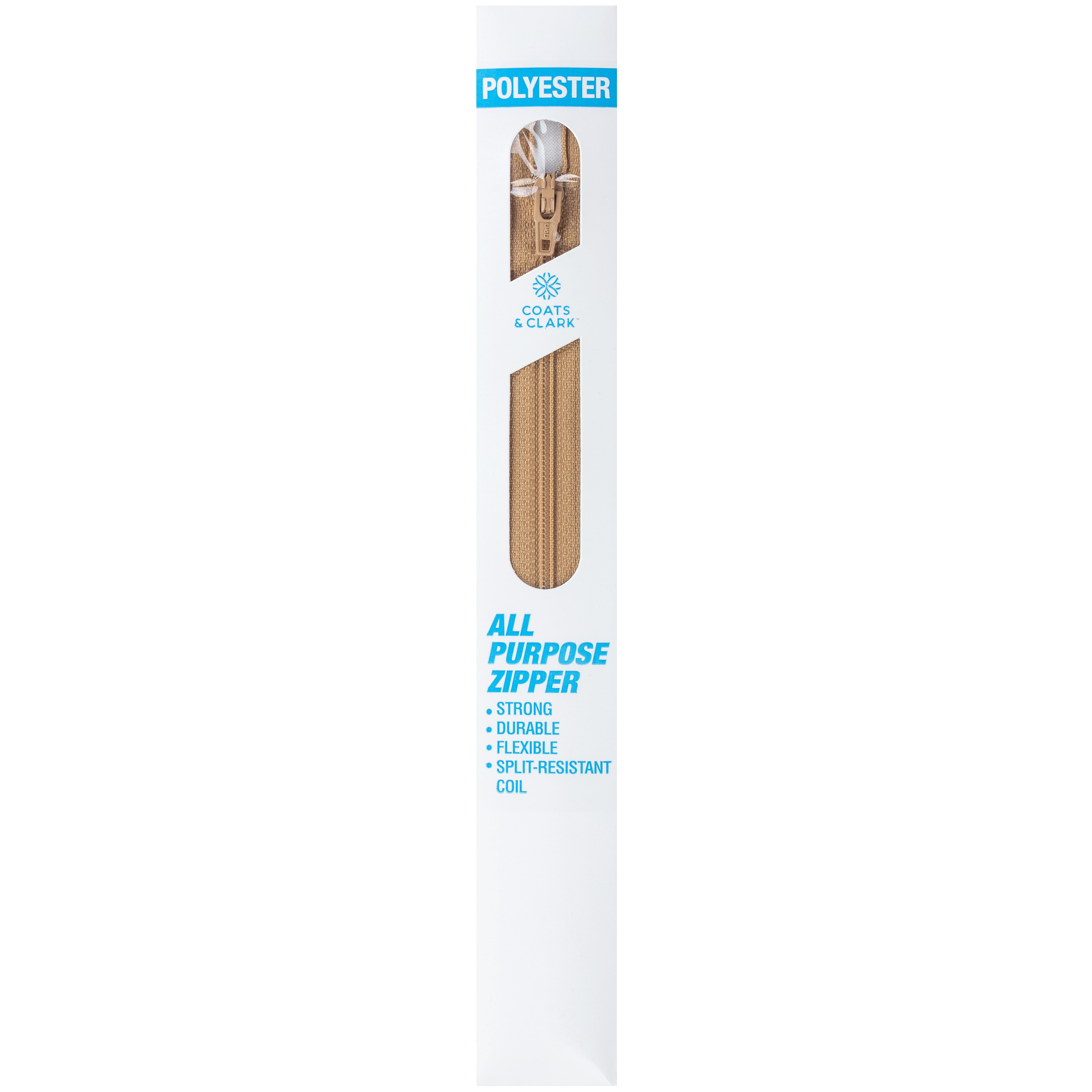 Coats & Clark Polyester 22" All Purpose Camel Sewing Zipper, 1 Each