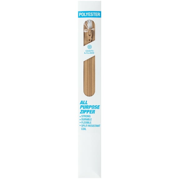 Coats & Clark Polyester 22" All Purpose Camel Sewing Zipper, 1 Each