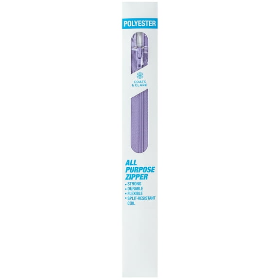 Coats & Clark Polyester 22" All Purpose Lilac Sewing Zipper, 1 Each