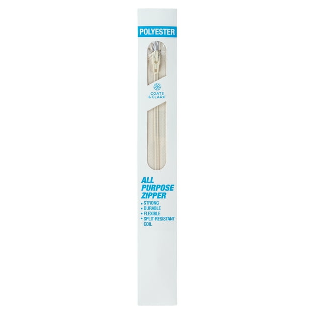 Coats & Clark Polyester 22" All Purpose Natural Sewing Zipper, 1 Each