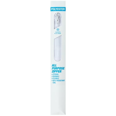 Coats & Clark Polyester 24" All Purpose White Sewing Zipper, 1 Each