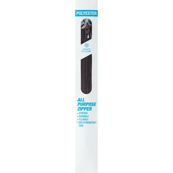 Coats & Clark Polyester 9" All Purpose Cloister Brown Sewing Zipper, 1 Each