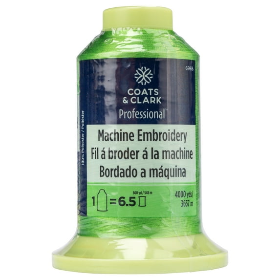 Coats & Clark™ Professional Machine Embroidery Neon Green Polyester Thread, 4000 Yards 40 Weight
