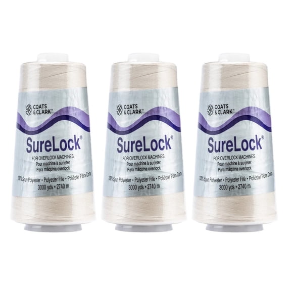 Coats & Clark - SureLock Serger Thread - 3 Pack (Natural)