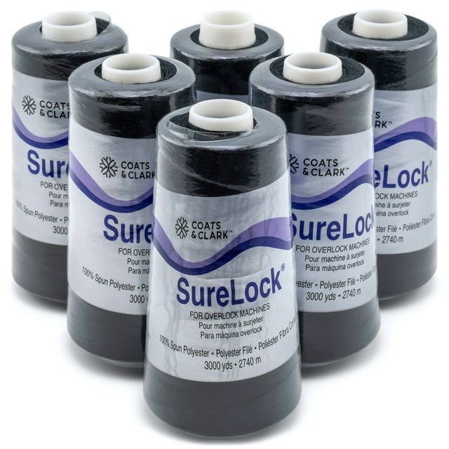 Coats & Clark™ Surelock Polyester Serging Thread, Black, 3000 Yards 40 ...