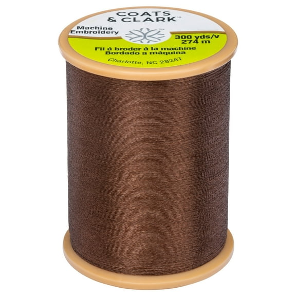Coats & Clark Trilobal Embroidery Chona Brown Polyester Thread, 300 Yards