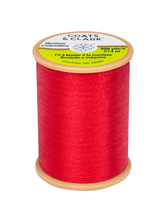 Trilobal Embroidery Red Polyester Thread, 300 Yards