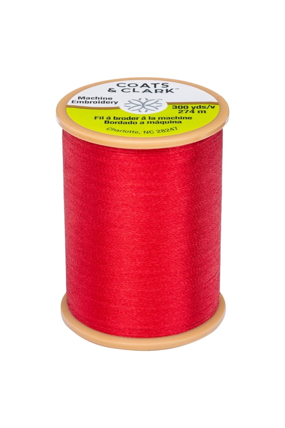 Trilobal Embroidery Red Polyester Thread, 300 Yards