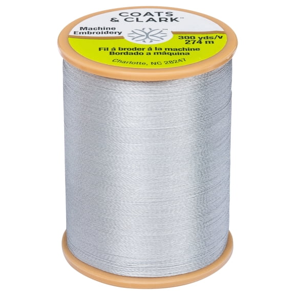 Coats & Clark Trilobal Embroidery Silver Polyester Thread, 300 Yards