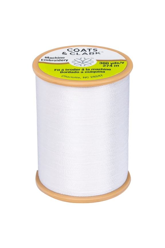 Trilobal Embroidery White Polyester Thread, 300 Yards