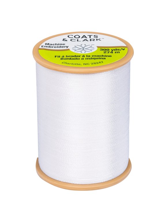 Trilobal Embroidery White Polyester Thread, 300 Yards
