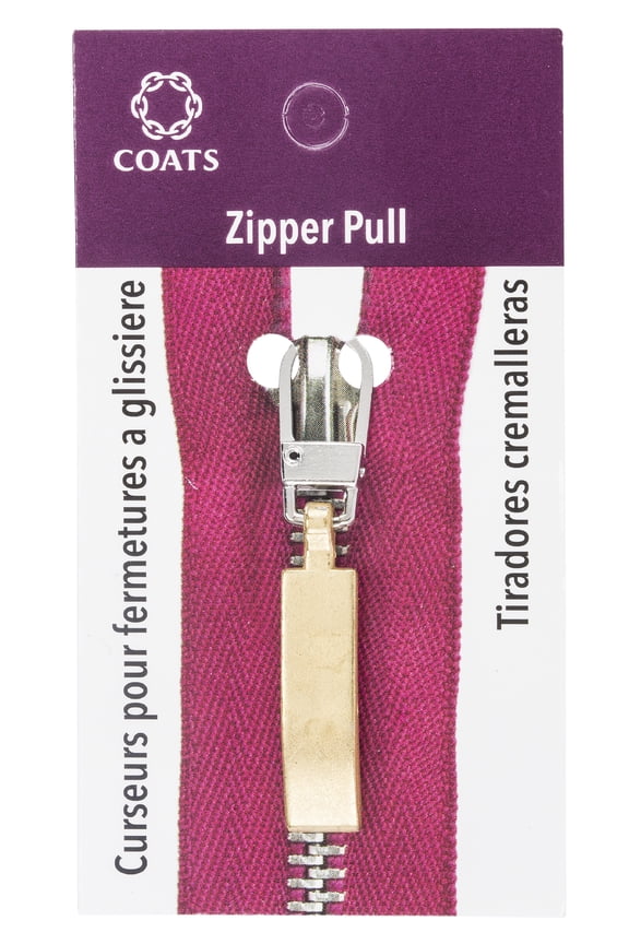 Zipper Pulls, Metal, Gold Flat Wave