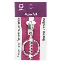 Coats & Clark Zipper Pulls, Metal, Silver 1" Ring