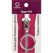 Coats & Clark Zipper Pulls, Metal, Silver 1" Ring