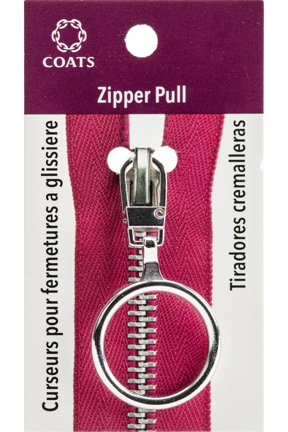 Zipper Pulls, Metal, Silver 1" Ring