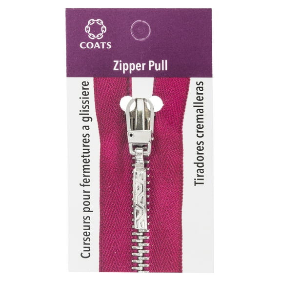 Coats & Clark Zipper Pulls, Metal, Silver Embossed Aztec