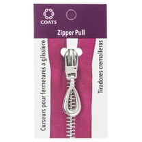 Coats & Clark Zipper Pulls, Metal, Silver Open Teardrop