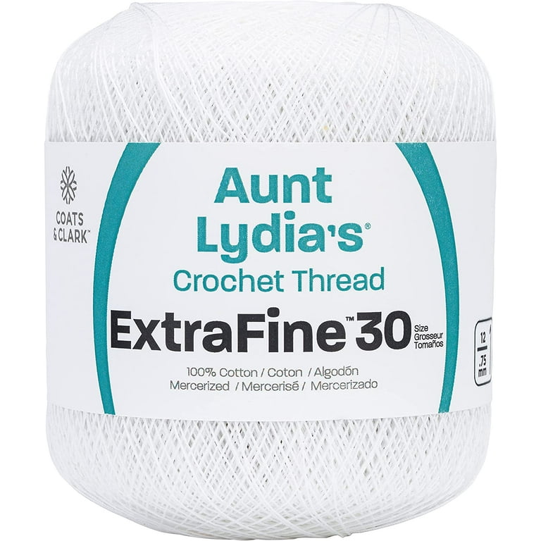 Aunt Lydia's Extra Fine Crochet Thread Size 30-White - Walmart.com