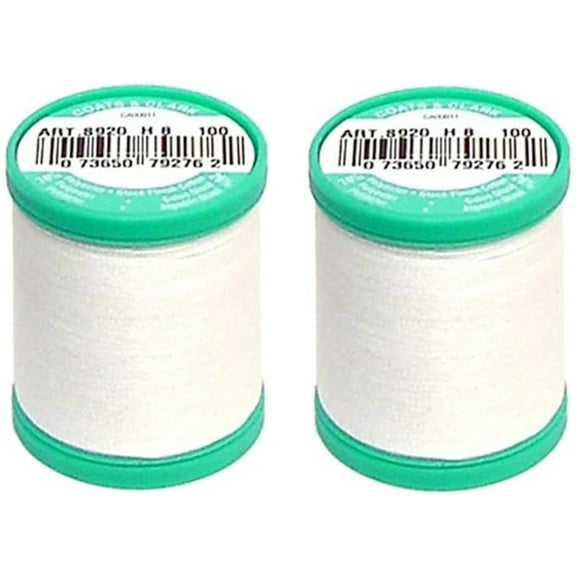 Coats Dual Duty Plus Button & Carpet Thread 50yd, White (s920-0100), 2-pack