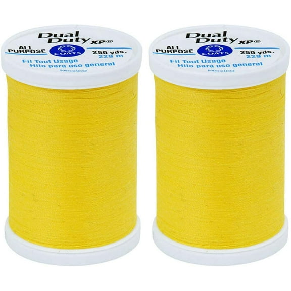 Coats Dual Duty XP General Purpose Thread 250yd, Sun Yellow (S910-7250), 2-pack