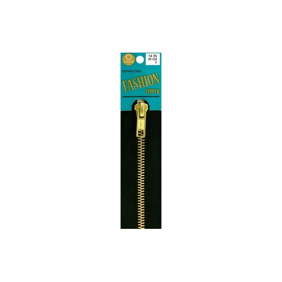 C&C Closed Bottom Fashion Brass Zipper 14" Black
