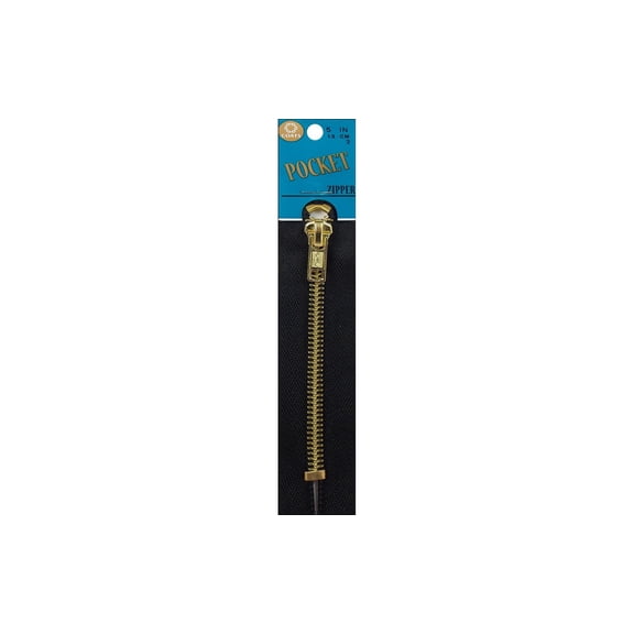 C&C Pocket Zipper 5" Brass Teeth Black