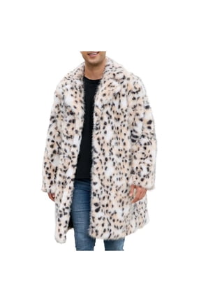 Coats For Men Sevevn Mens Warm Faux Furry Long Coat Jacket Winter Turn Down Collar Outerwear